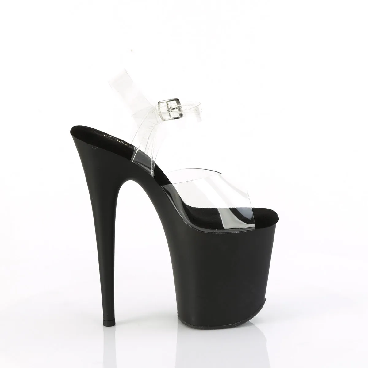 8 Inch Heel FLAMINGO-808TGRS Clear Black Red