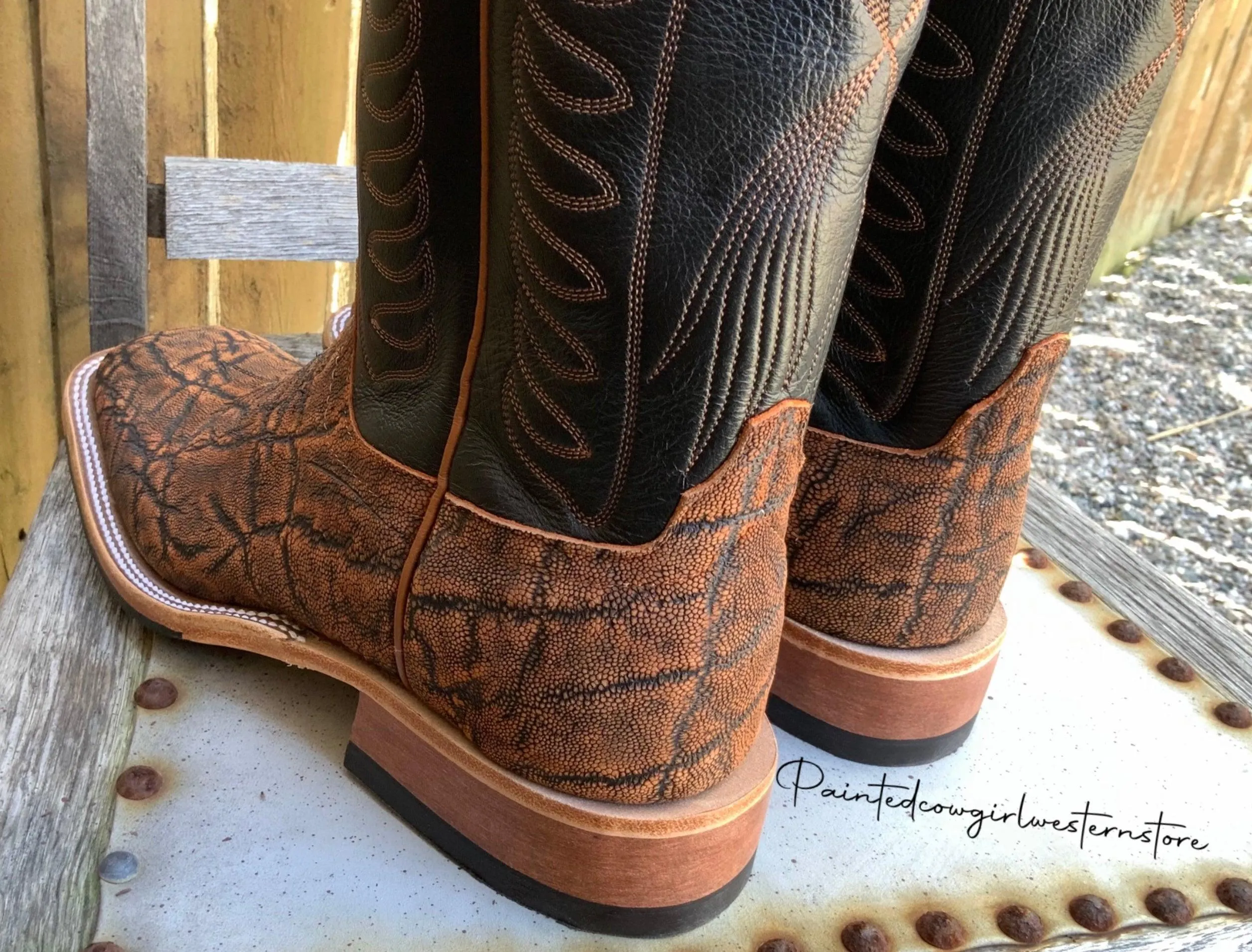 Anderson Bean Men's 13 Rust Safari Elephant Square Toe Cowboy Boots 332203