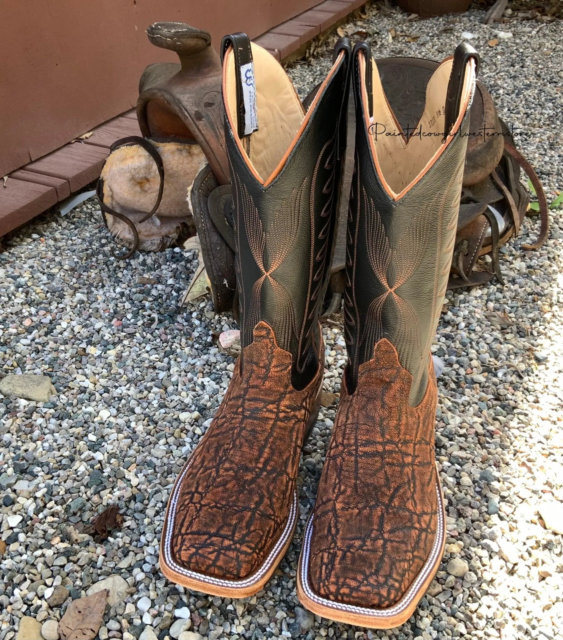 Anderson Bean Men's 13 Rust Safari Elephant Square Toe Cowboy Boots 332203