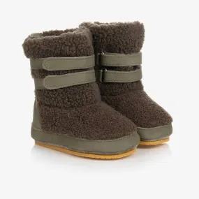 Baby Boys Green Bouclé Pre-Walker Boots