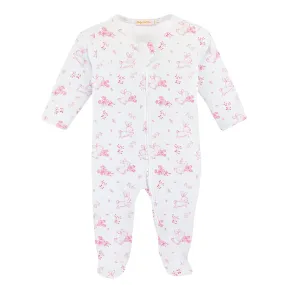 Baby Club Chic - Pink Baby Bunnies Zip Footie