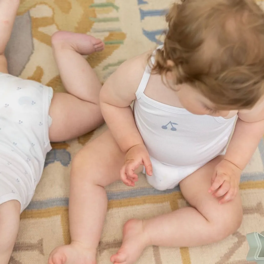 Bebe Bella White/Blue Baby Undershirts With Cherry Print