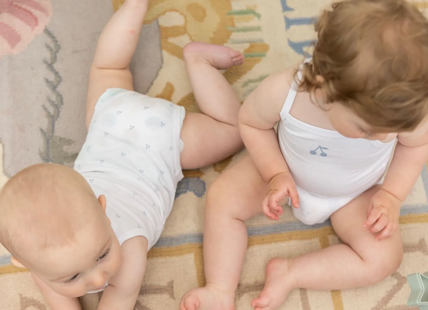 Bebe Bella White/Blue Baby Undershirts With Cherry Print