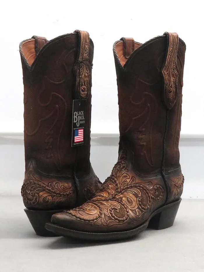 Black Jack HT-312 54 Mens Hand-Tooled Western Boots Antique Tan Brown