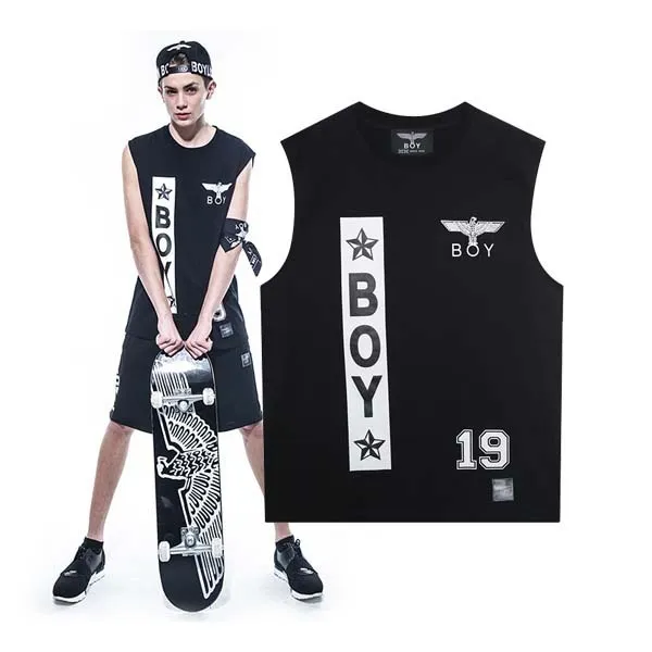 BOY LONDON  |Unisex Studded Street Style Cotton Oversized Logo Tanks