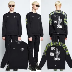 BOY LONDON  |Unisex Studded Street Style U-Neck Long Sleeves Plain Cotton