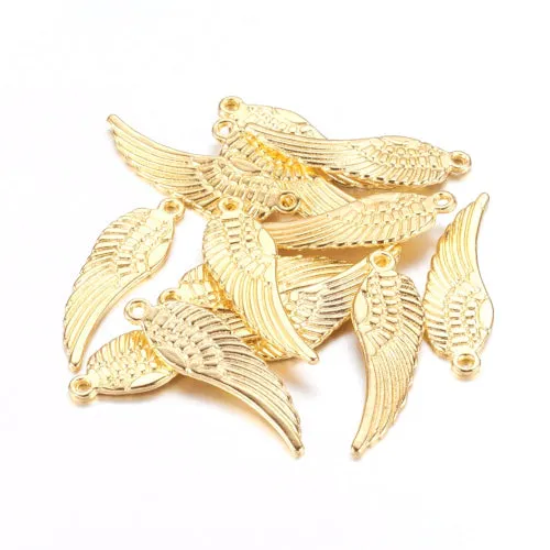 Charms, Angel Wing, Double-Sided, Golden, Alloy, 30mm