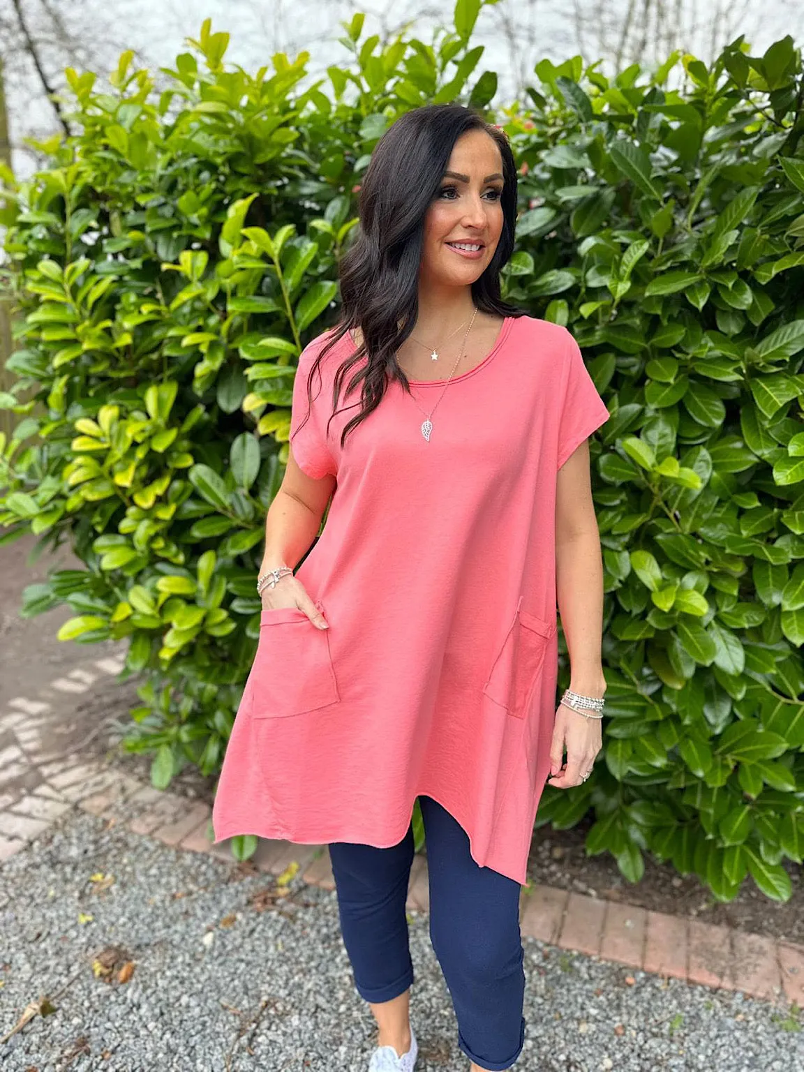 Coral Hankey Hem Pocket Top Harriet