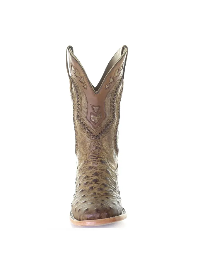 Corral A4008 Mens Ostrich Overlay & Woven Square Toe Western Boot Orix