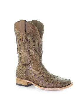 Corral A4008 Mens Ostrich Overlay & Woven Square Toe Western Boot Orix