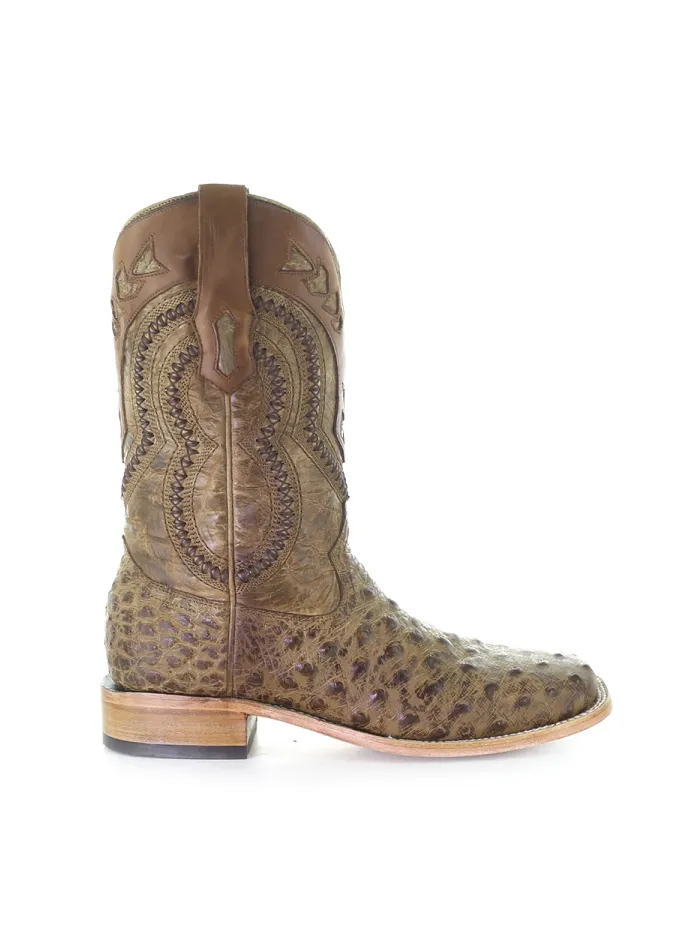 Corral A4008 Mens Ostrich Overlay & Woven Square Toe Western Boot Orix