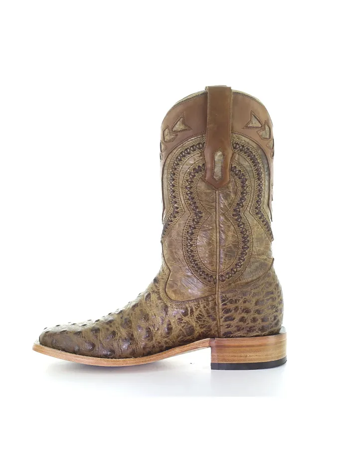 Corral A4008 Mens Ostrich Overlay & Woven Square Toe Western Boot Orix