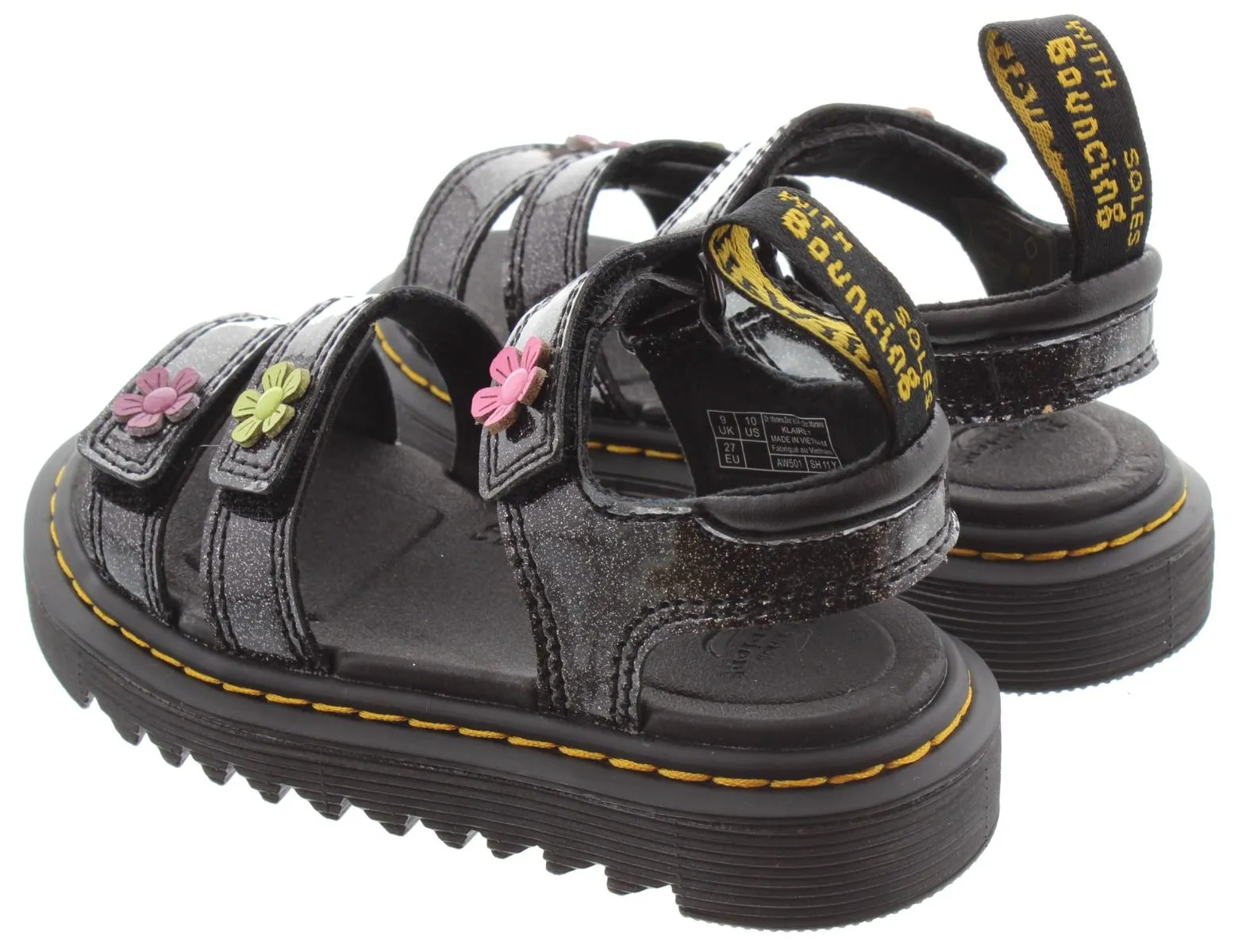 DR MARTENS Kids Klaire Sandals In Black Patent