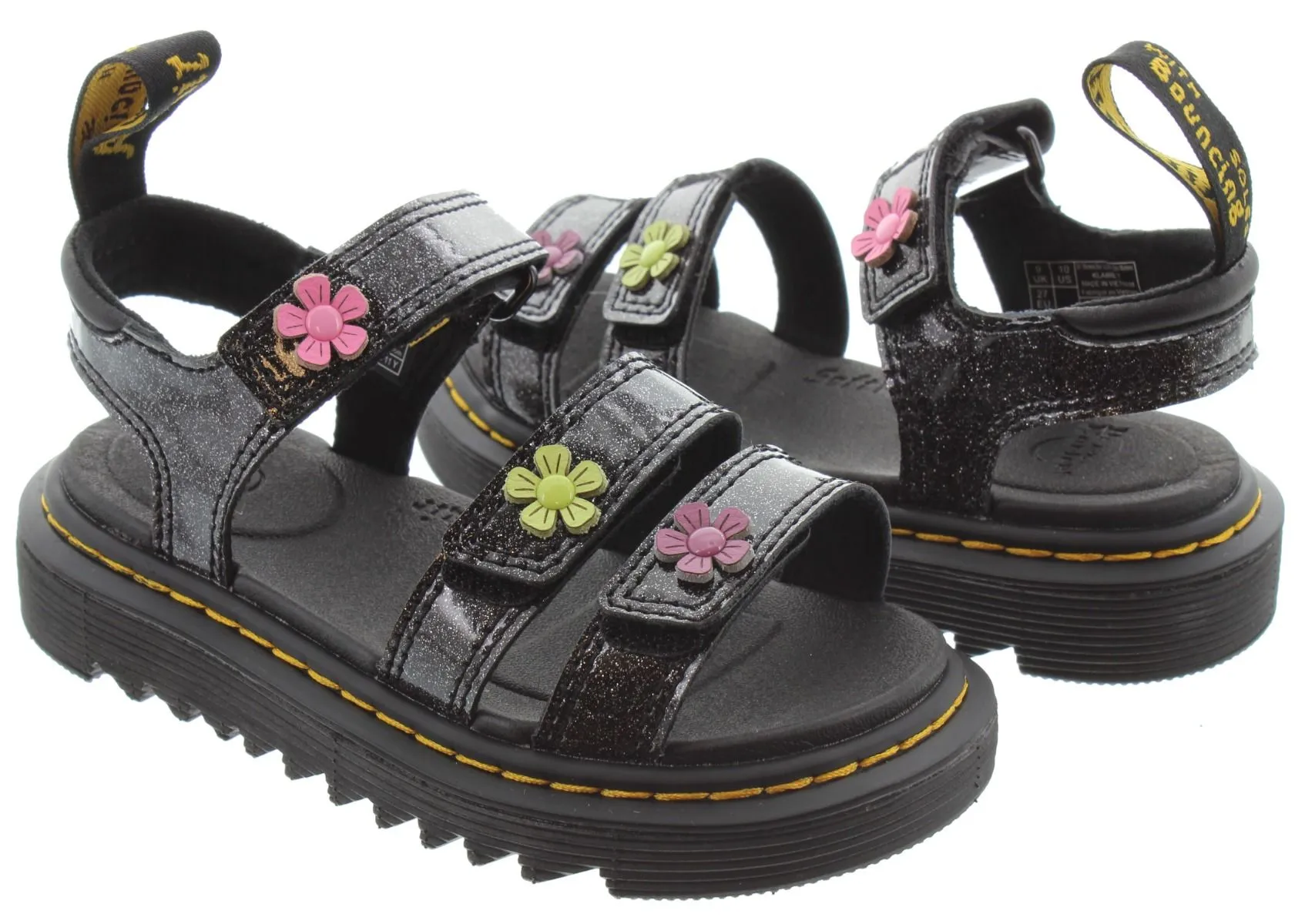 DR MARTENS Kids Klaire Sandals In Black Patent