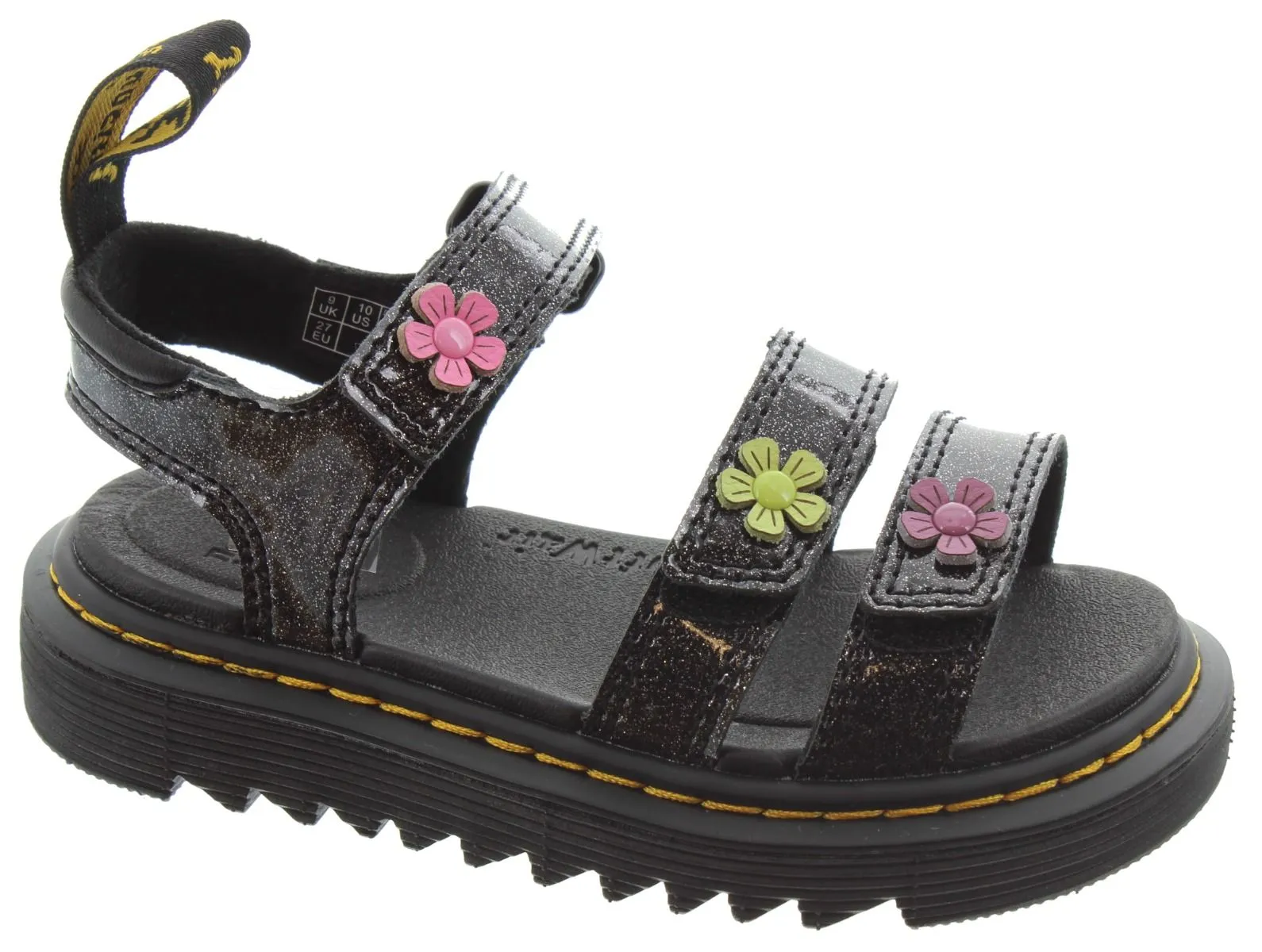 DR MARTENS Kids Klaire Sandals In Black Patent