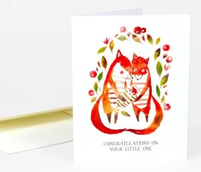 Foxes Little One Baby Card