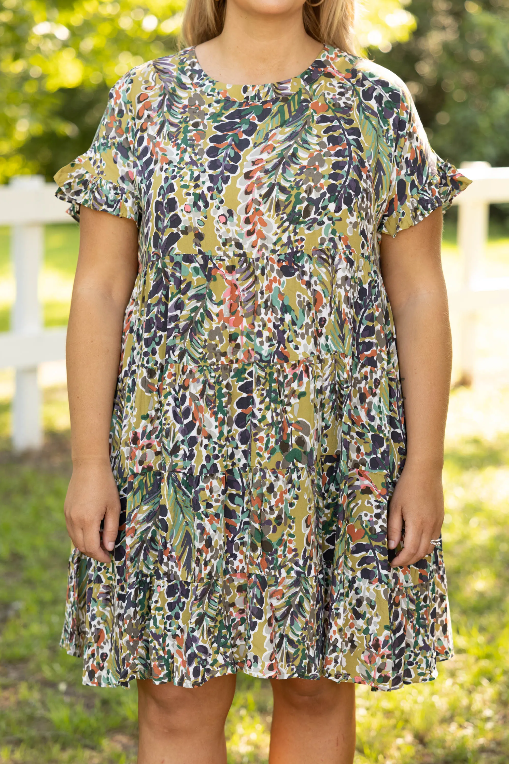 Garden District Dress, Olive Multi