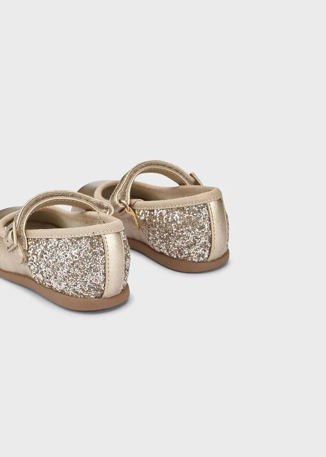 Glitter mary jane for baby girl - Gold