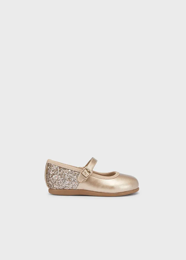 Glitter mary jane for baby girl - Gold