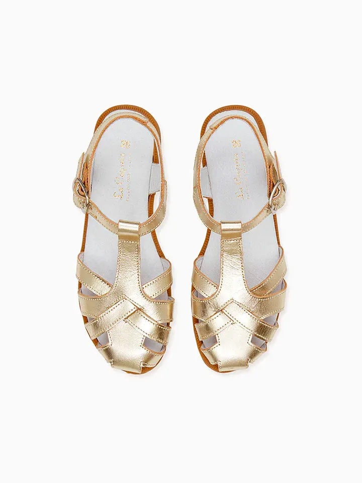 Gold Sofia Leather Girl Sandals