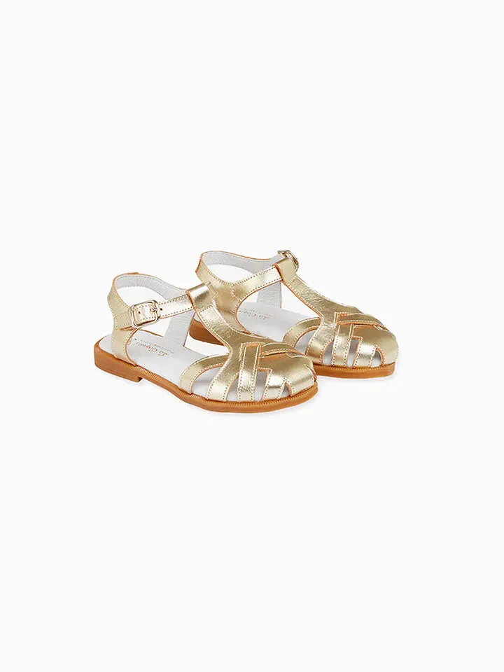 Gold Sofia Leather Girl Sandals