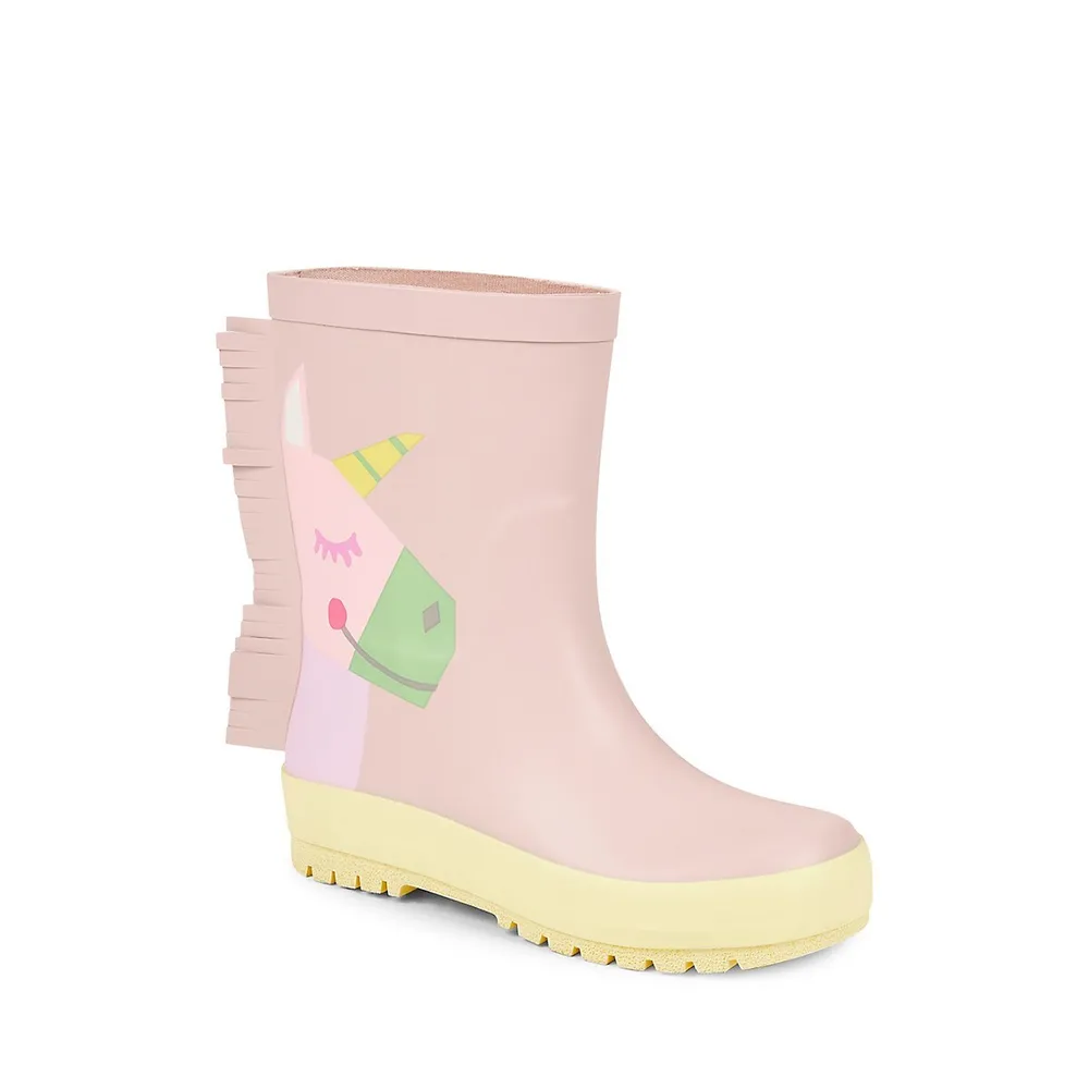 Hudson's Bay Girl's Fringed Unicorn Rain Boots