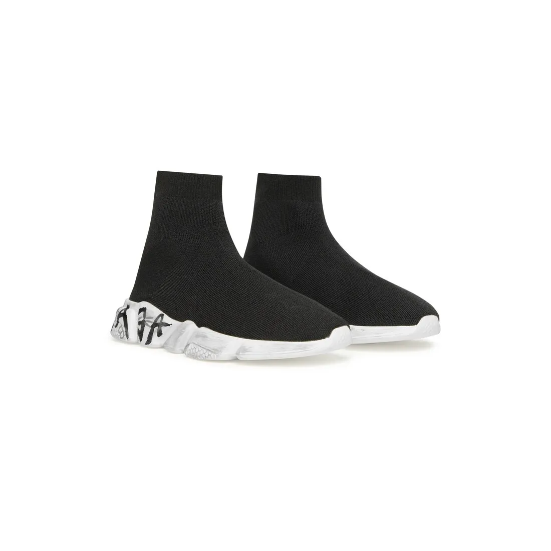      Kids - Speed Graffiti Recycled Knit Sneaker  in Black 