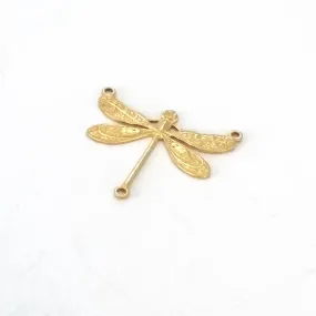 Large Dragonfly Pendant Connector Charm, 3 Loops, Brass, Lot Size 10, #06R