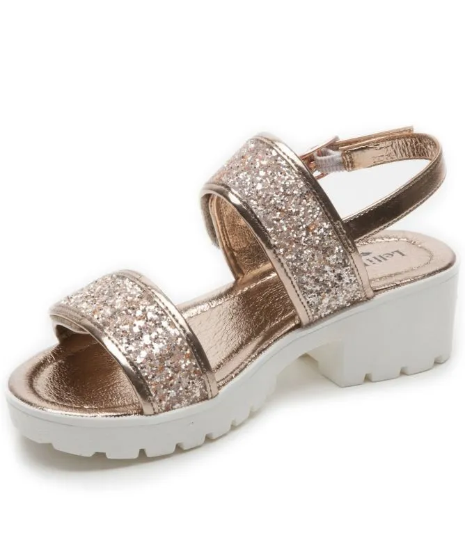 Lelli Kelly Girl's Perla Heel Sandals | Glitter Gold