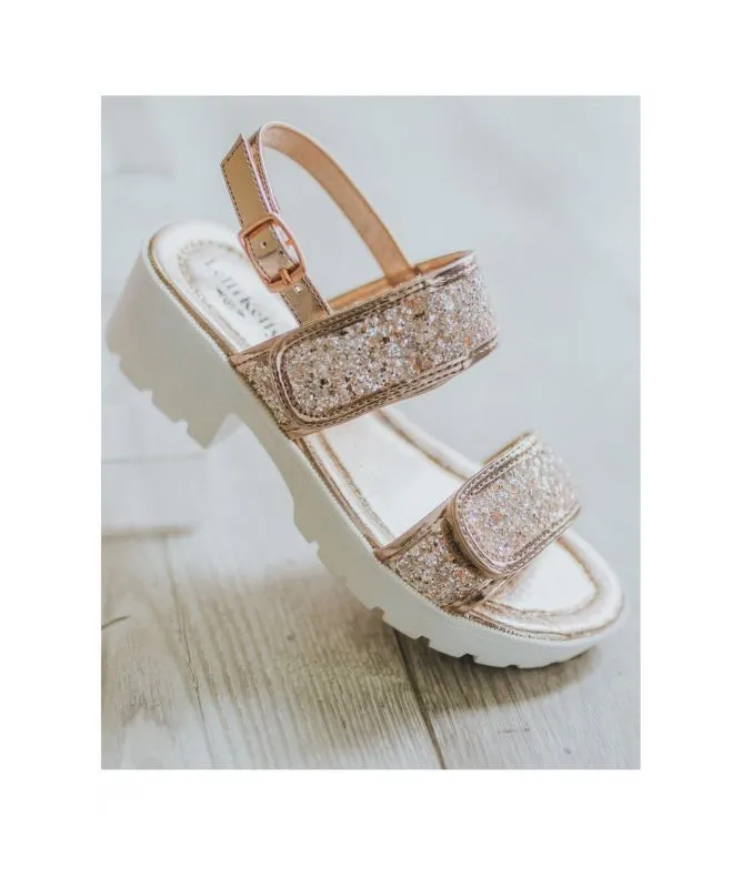 Lelli Kelly Girl's Perla Heel Sandals | Glitter Gold