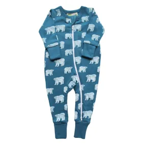 Long Sleeve Zip Romper - Polar Bears