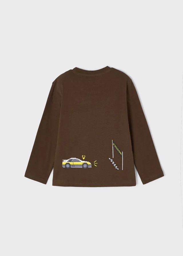 L/S shirt automobiles for boy - Mocha