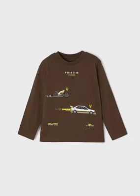 L/S shirt automobiles for boy - Mocha