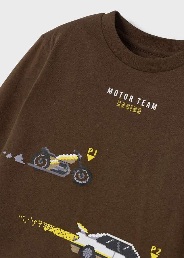 L/S shirt automobiles for boy - Mocha