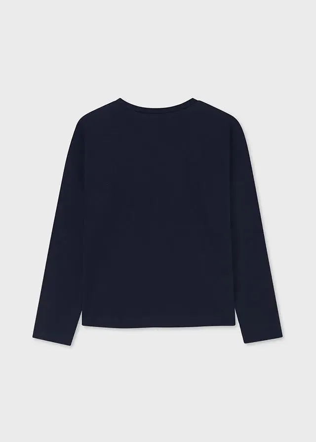 L/S shirt dog for teen girl - Navy