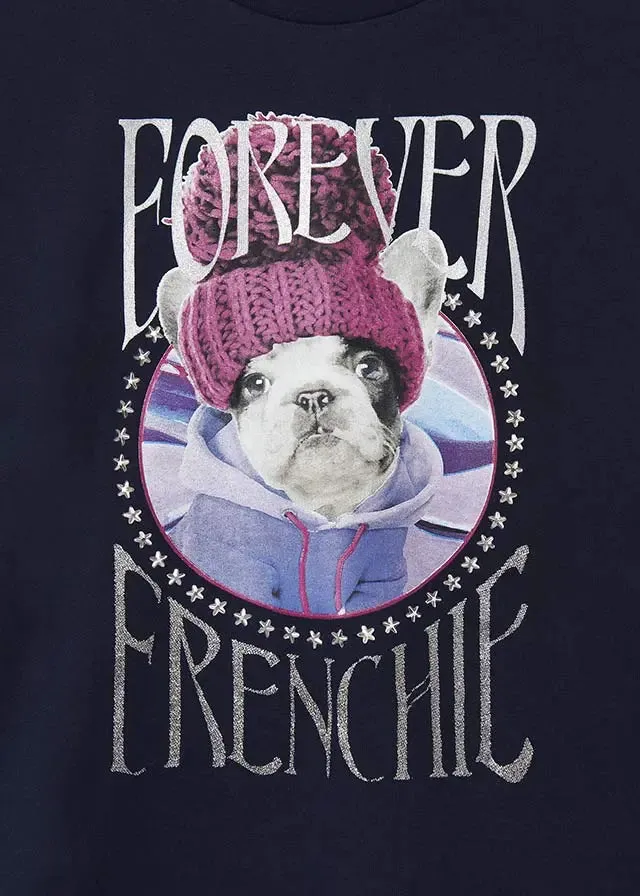 L/S shirt dog for teen girl - Navy