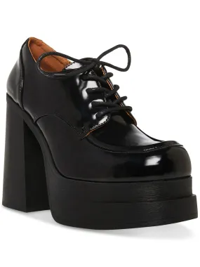 MADDEN GIRL Womens Black 1-1/2 Platform Cushioned Drummen Square Toe Lace-Up Oxfored Heels M