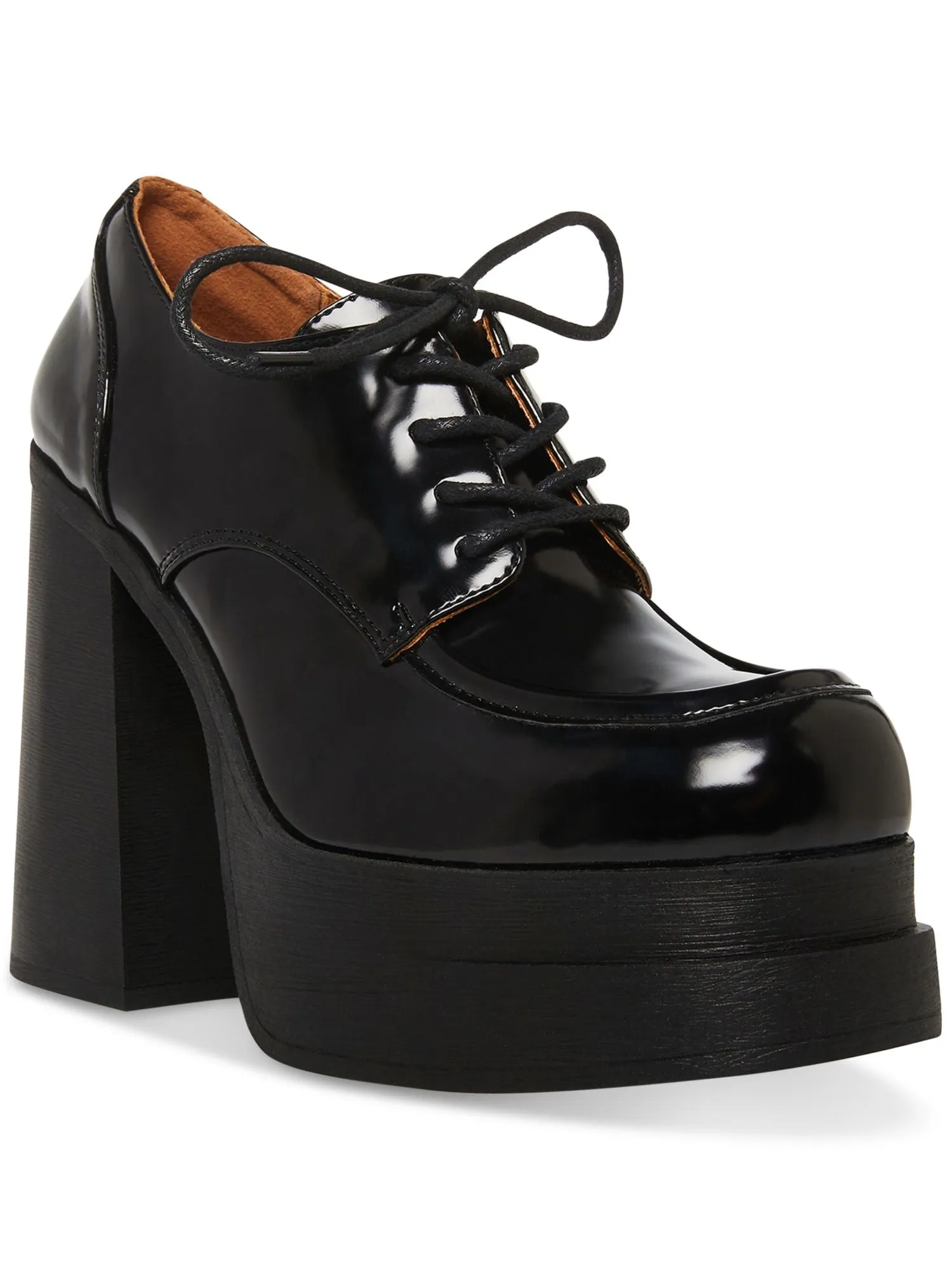 MADDEN GIRL Womens Black 1.5 Platform Cushioned Drummen Square Toe Lace-Up Oxfored Heels M