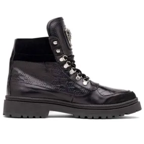 Mauri Renegade Black Nabuk and Nappa Baby Croc Boots