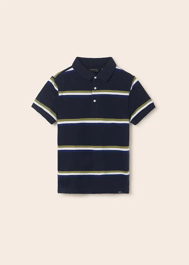 Mayoral Printed s/s polo for teen boy - Navy