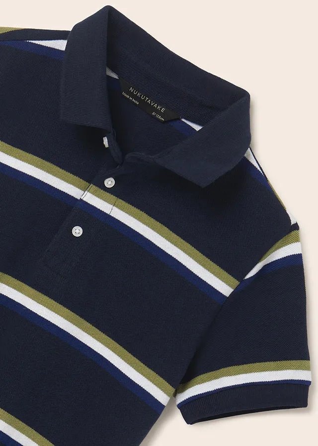 Mayoral Printed s/s polo for teen boy - Navy