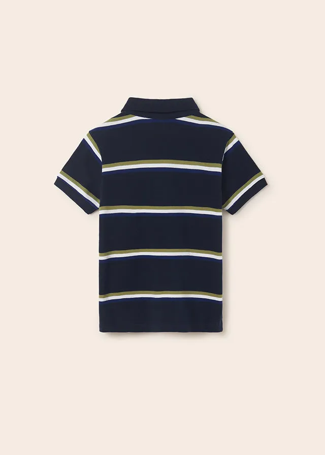 Mayoral Printed s/s polo for teen boy - Navy