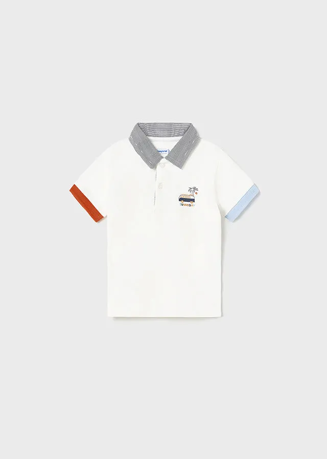 Mayoral S/s polo for baby boy - Cream