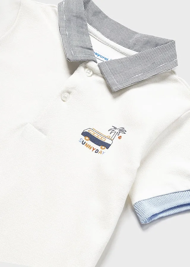 Mayoral S/s polo for baby boy - Cream