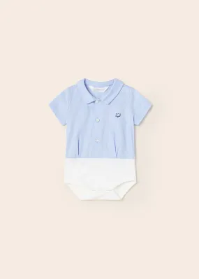 Mayoral S/s Shirt bodysuit for newborn boy - Lightblue