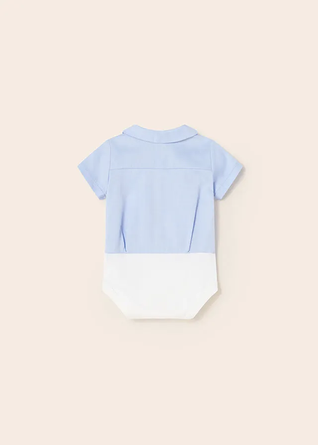 Mayoral S/s Shirt bodysuit for newborn boy - Lightblue