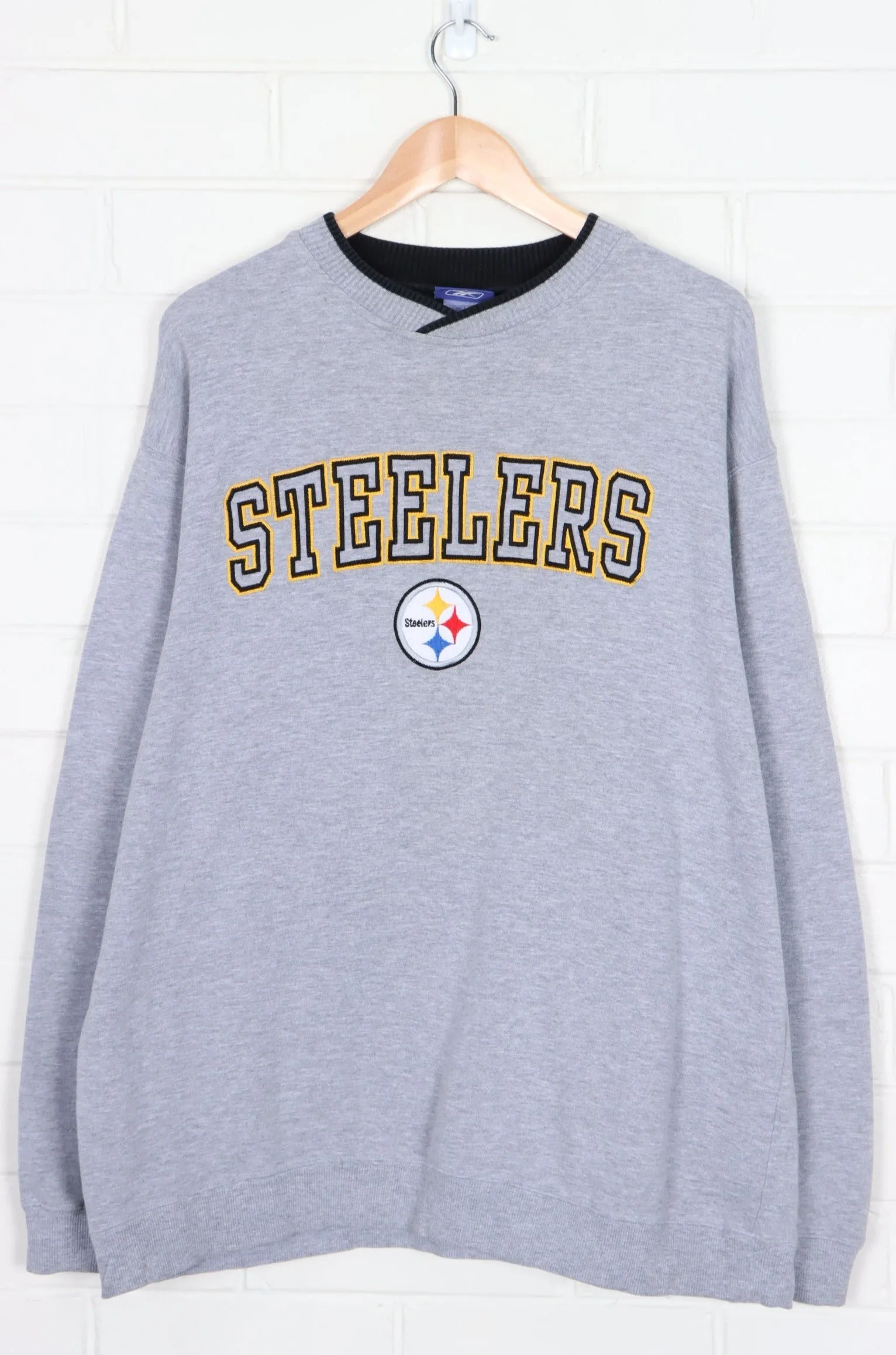 NFL Pittsburgh Steelers Spell Out Logo REEBOK Embroidered Sweatshirt (XL)