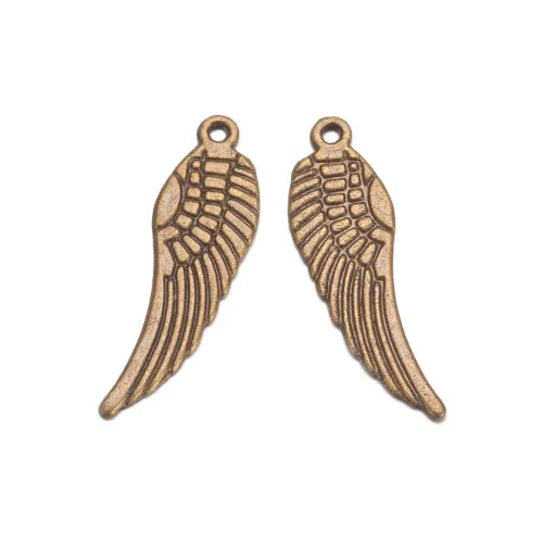 Pendants, Tibetan Style, Angel Wing, Double-Sided, Antique Bronze, Alloy, 30mm