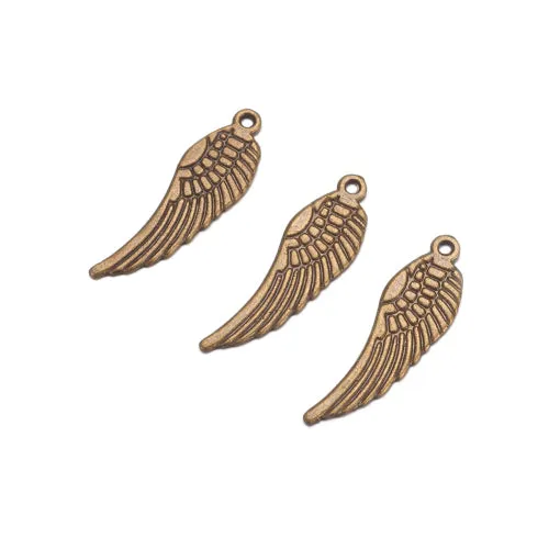 Pendants, Tibetan Style, Angel Wing, Double-Sided, Antique Bronze, Alloy, 30mm