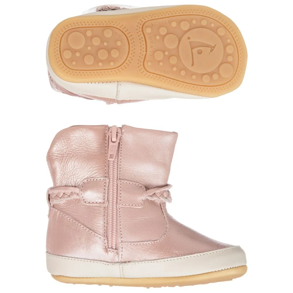  Pink Leather Baby Boots